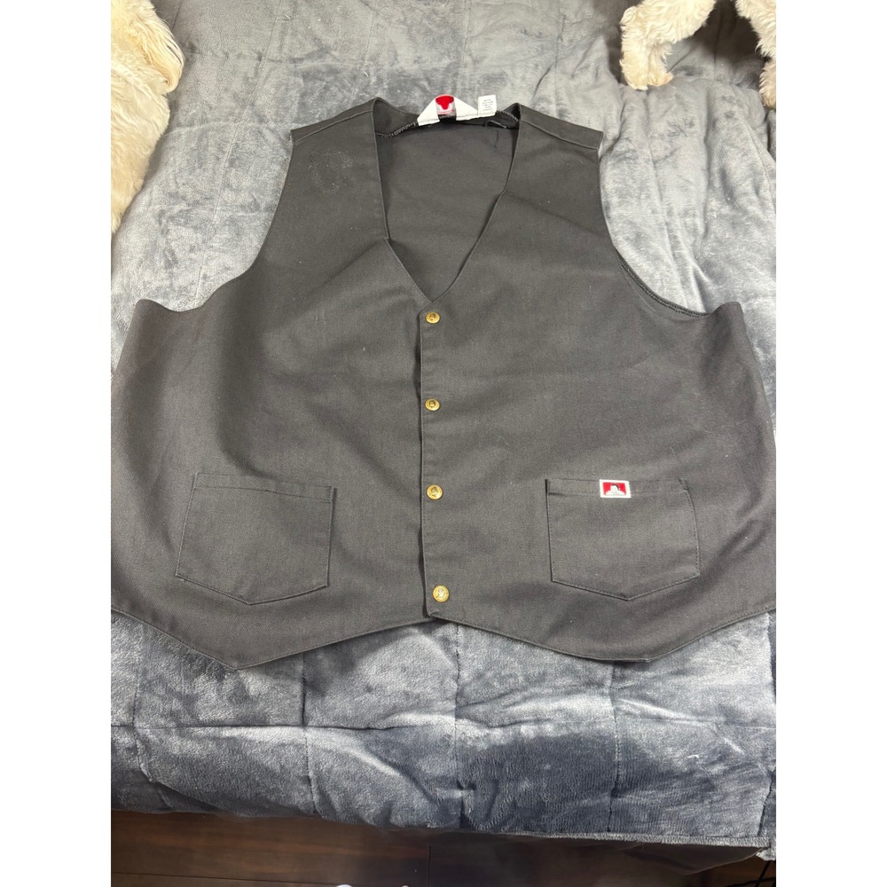 Ben Davis Men Black Heavyweight Twill Workwear Vest 3XL Made in USA Button Front